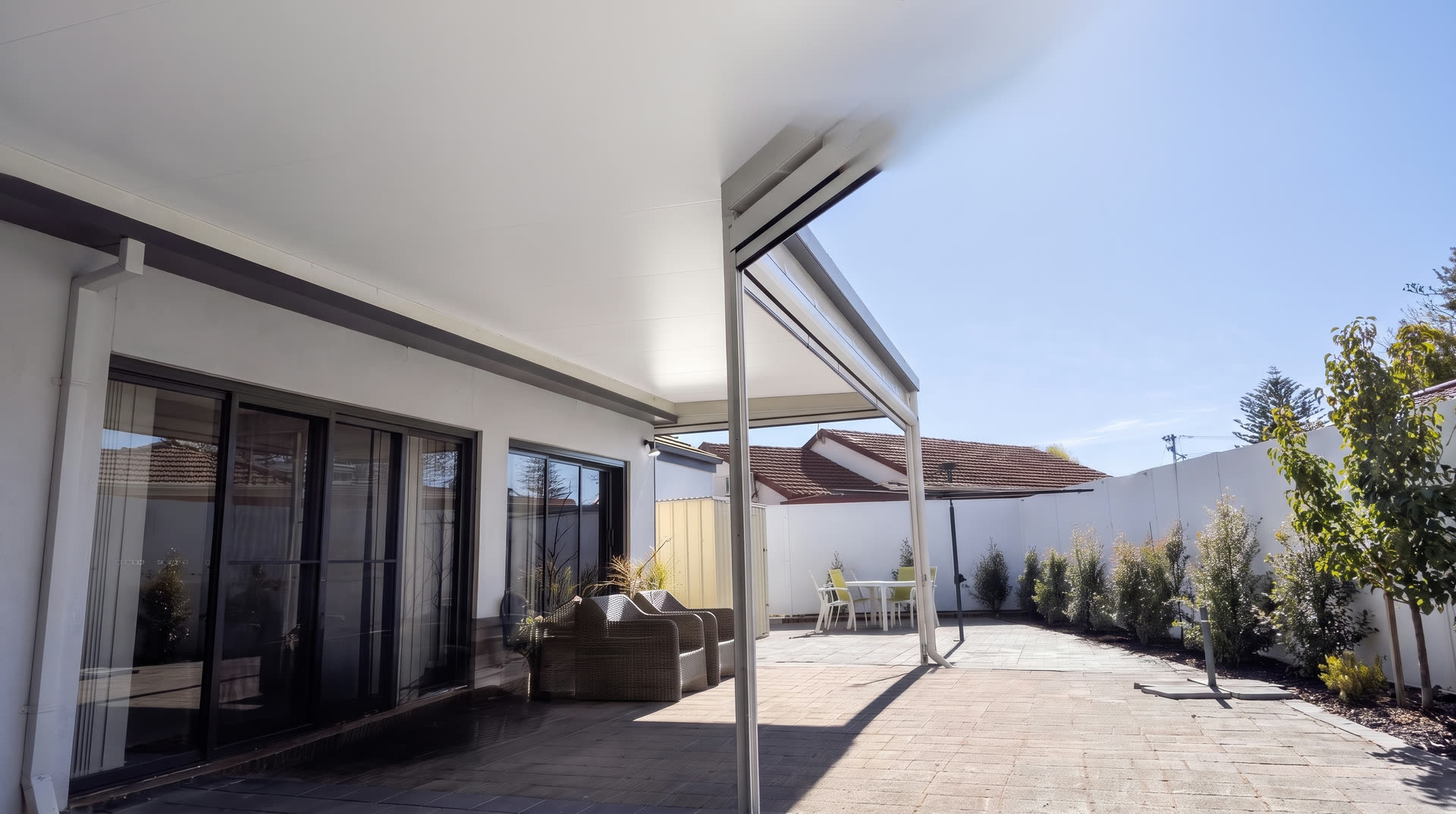 Flat insulated verandah patio